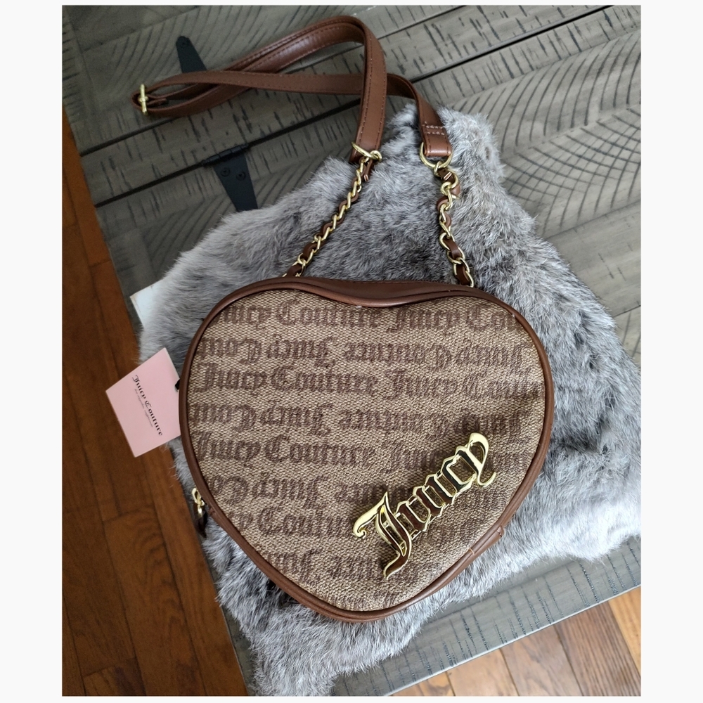 Juicy Couture Heart Shaped Crossbody Purse (Brown)